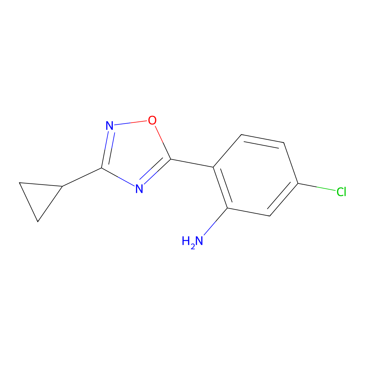 5-Chloro-2-(3-cyclopropyl-1,2,4-oxadiazol-5-yl)aniline molecular structure, CAS 135436-95-2