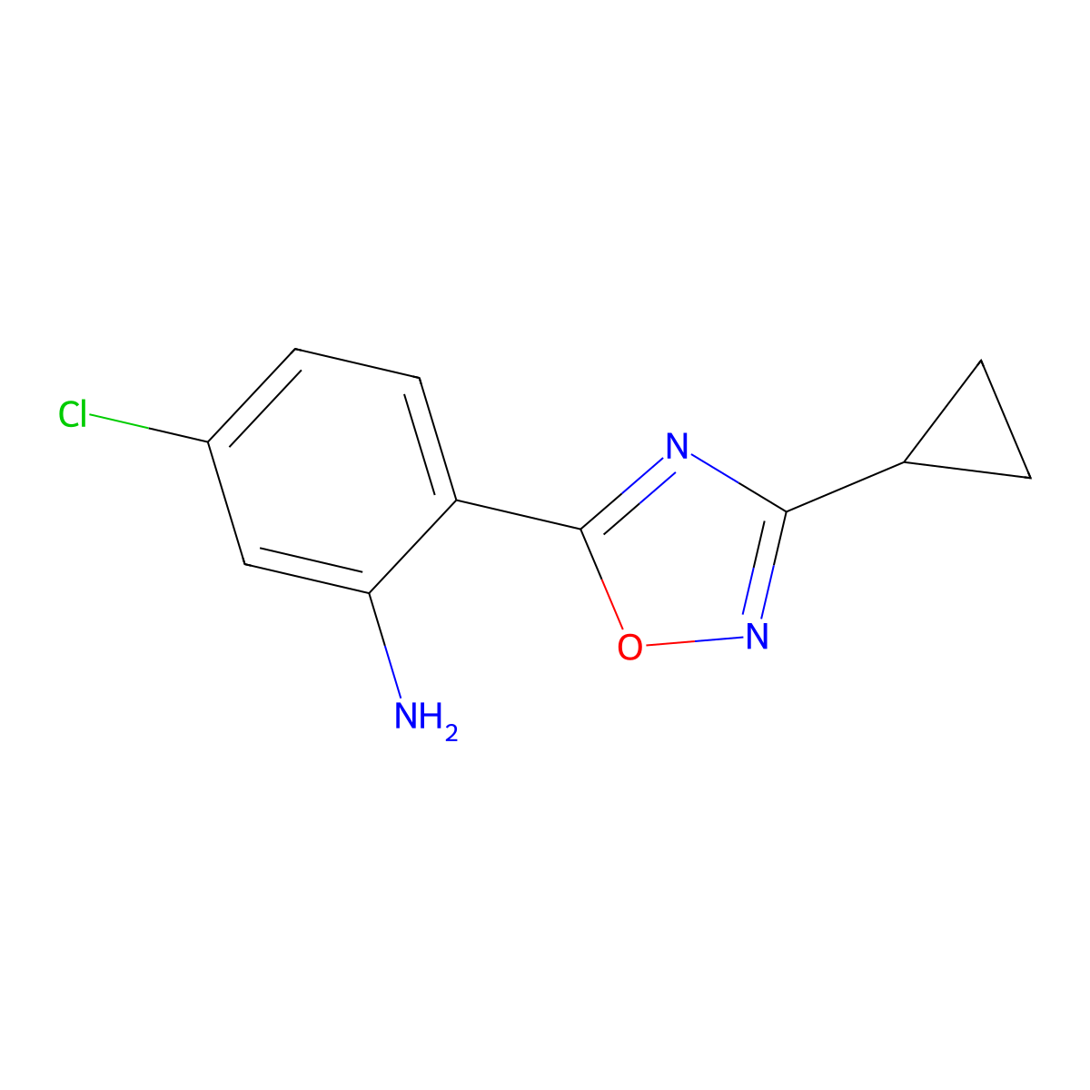 5-Chloro-2-(3-cyclopropyl-1,2,4-oxadiazol-5-yl)aniline molecular structure, CAS 135436-95-2