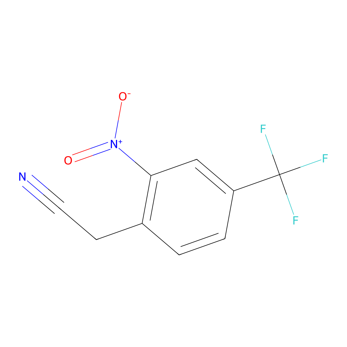 2-Nitro-4-(trifluoromethyl)benzeneacetonitrile molecular structure, CAS 13544-06-4