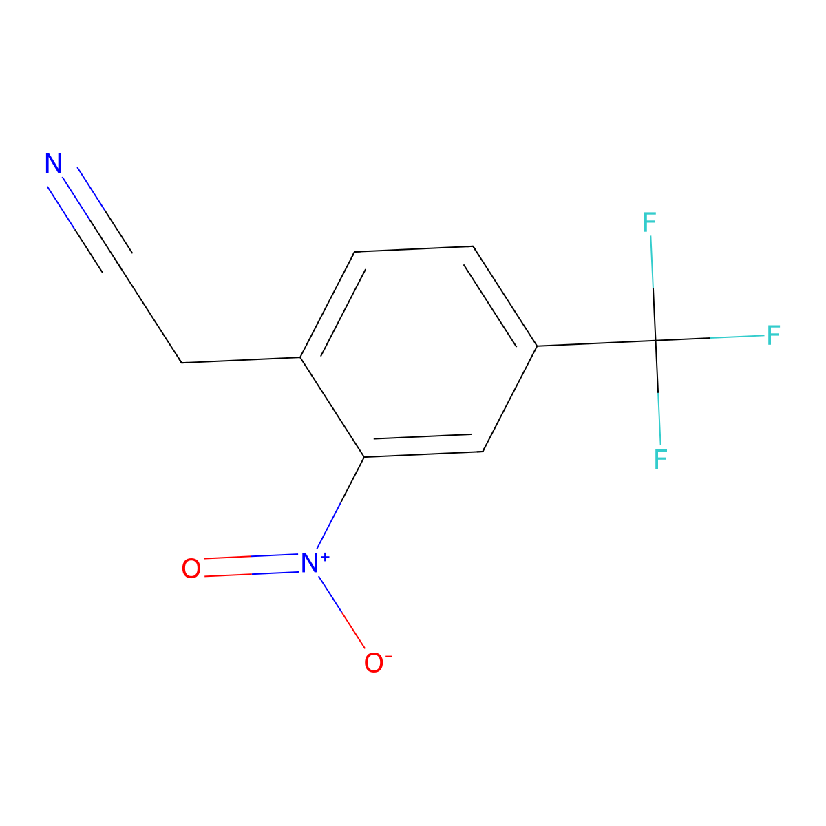 2-Nitro-4-(trifluoromethyl)benzeneacetonitrile molecular structure, CAS 13544-06-4