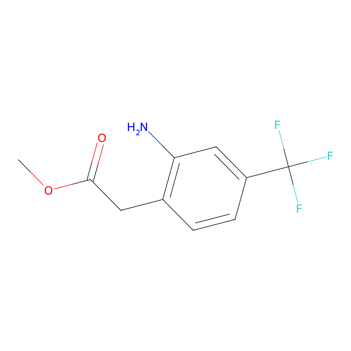 Methyl 2-(2-amino-4-(trifluoromethyl)phenyl)acetate molecular structure, CAS 13544-08-6
