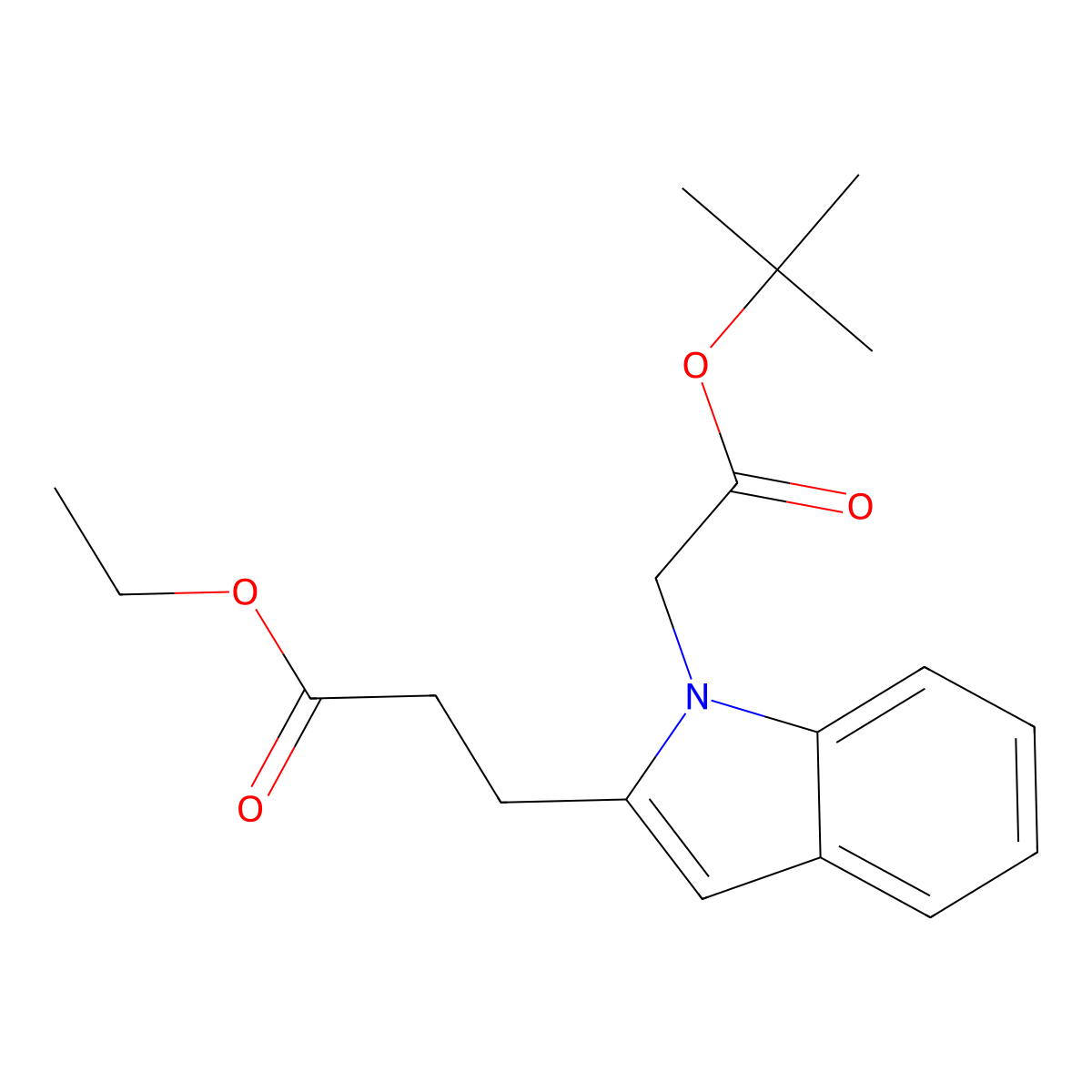 Ethyl 3-(1-(2-(tert-butoxy)-2-oxoethyl)-1H-indol-2-yl)propanoate molecular structure, CAS 135440-68-5