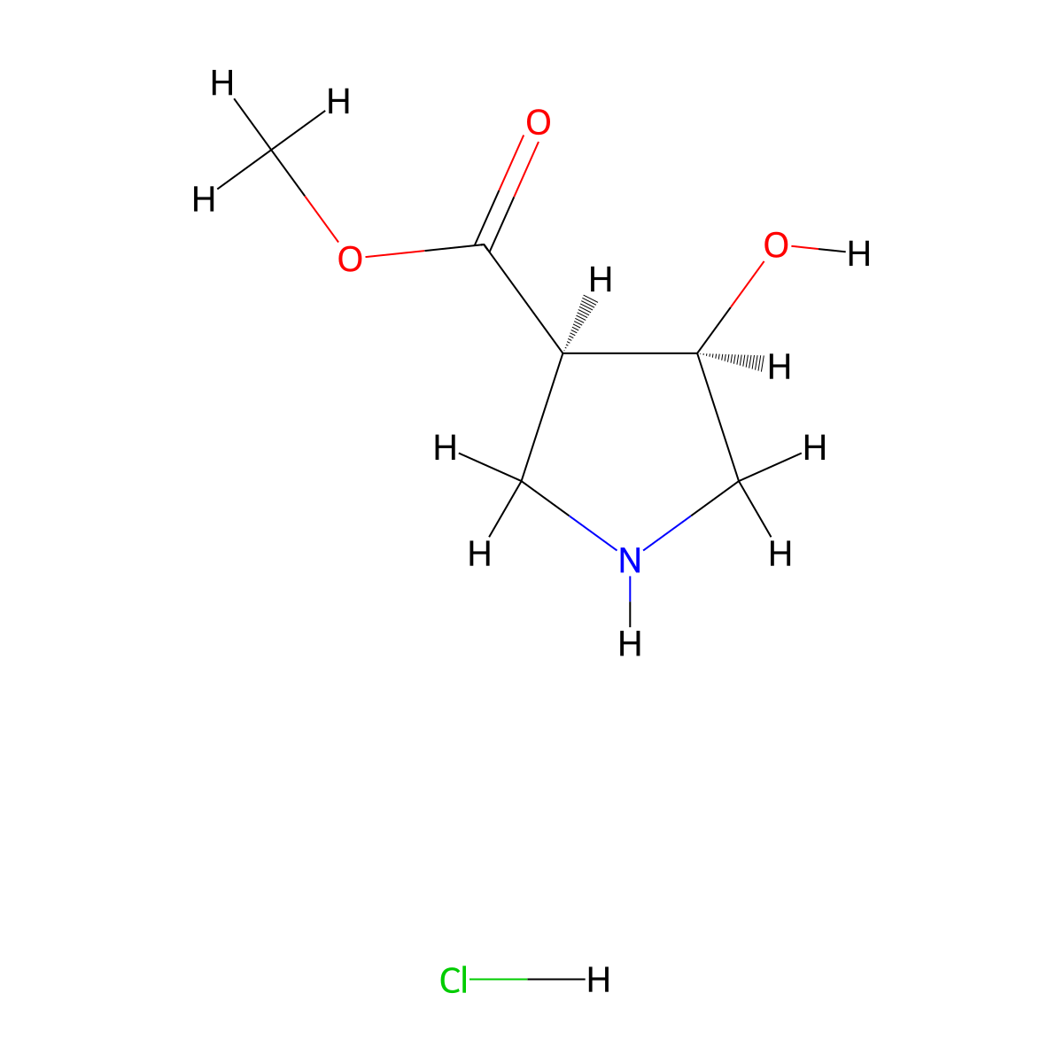 Methyl cis-4-Hydroxypyrrolidine-3-carboxylate Hydrochloride molecular structure, CAS 1354423-46-3