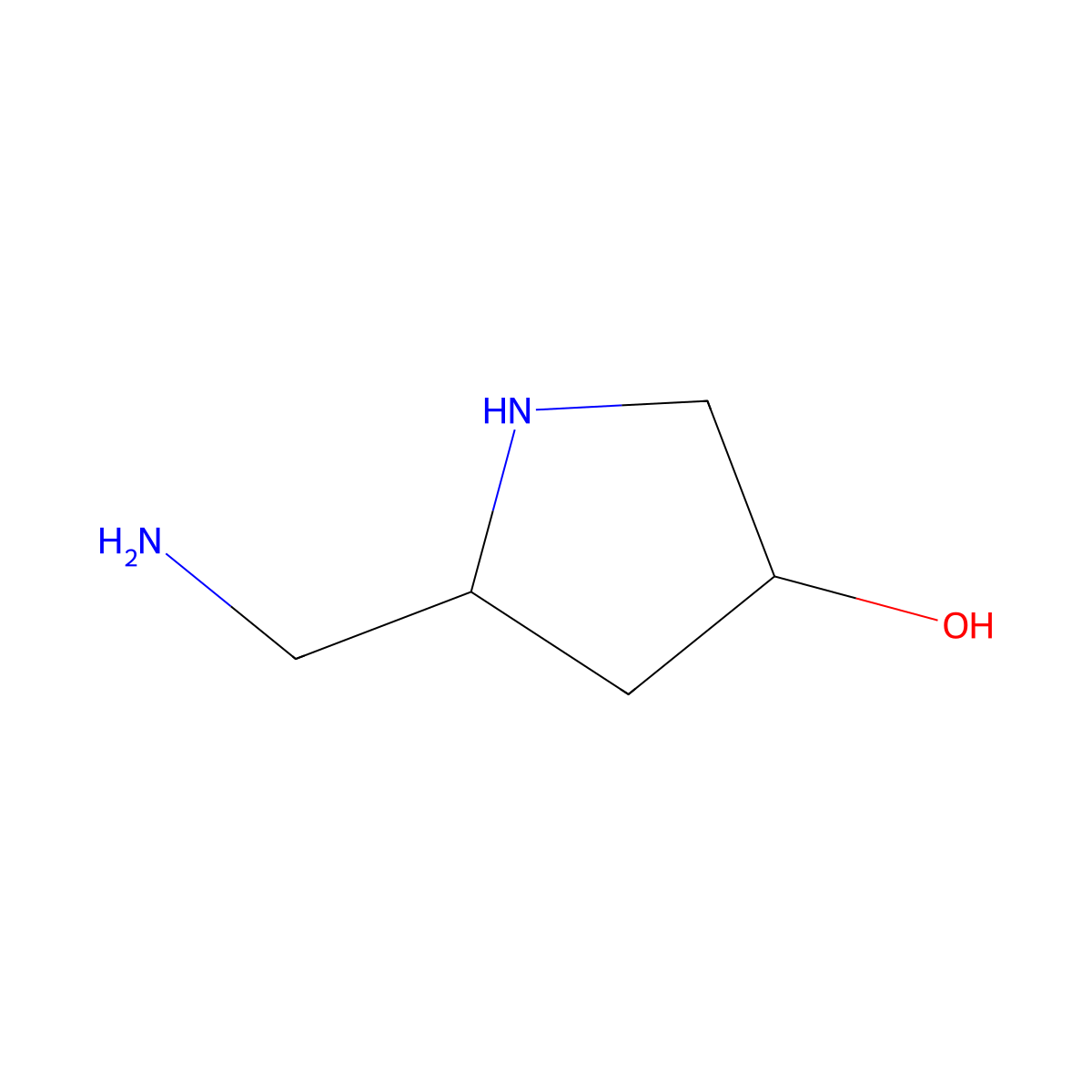 (3R,5S)-5-(aminomethyl)pyrrolidin-3-ol molecular structure, CAS 1354426-95-1