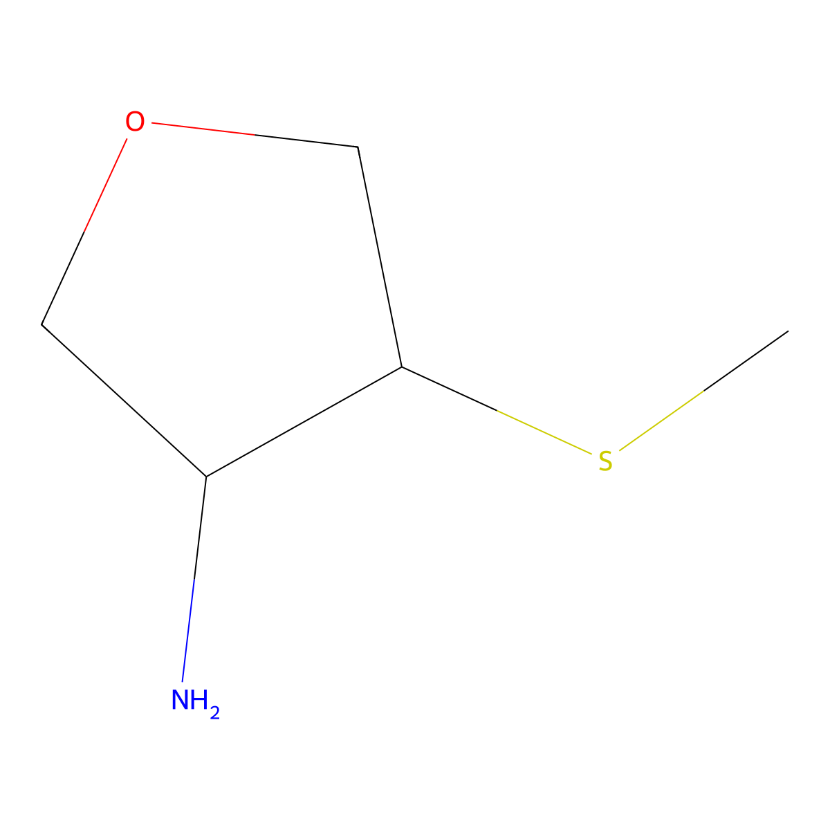 (3R,4S)-4-Methylsulfanyloxolan-3-amine molecular structure, CAS 1354427-21-6