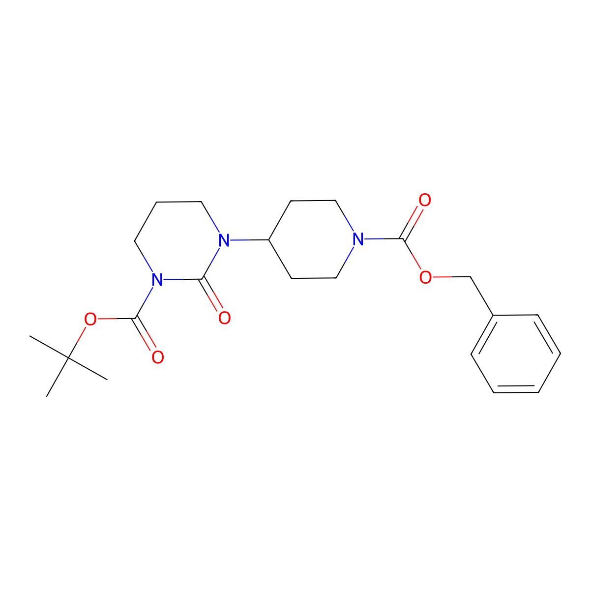 Tert-butyl 3-{1-[(benzyloxy)carbonyl]piperidin-4-yl}-2-oxo-1,3-diazinane-1-carboxylate molecular structure, CAS 1354448-62-6