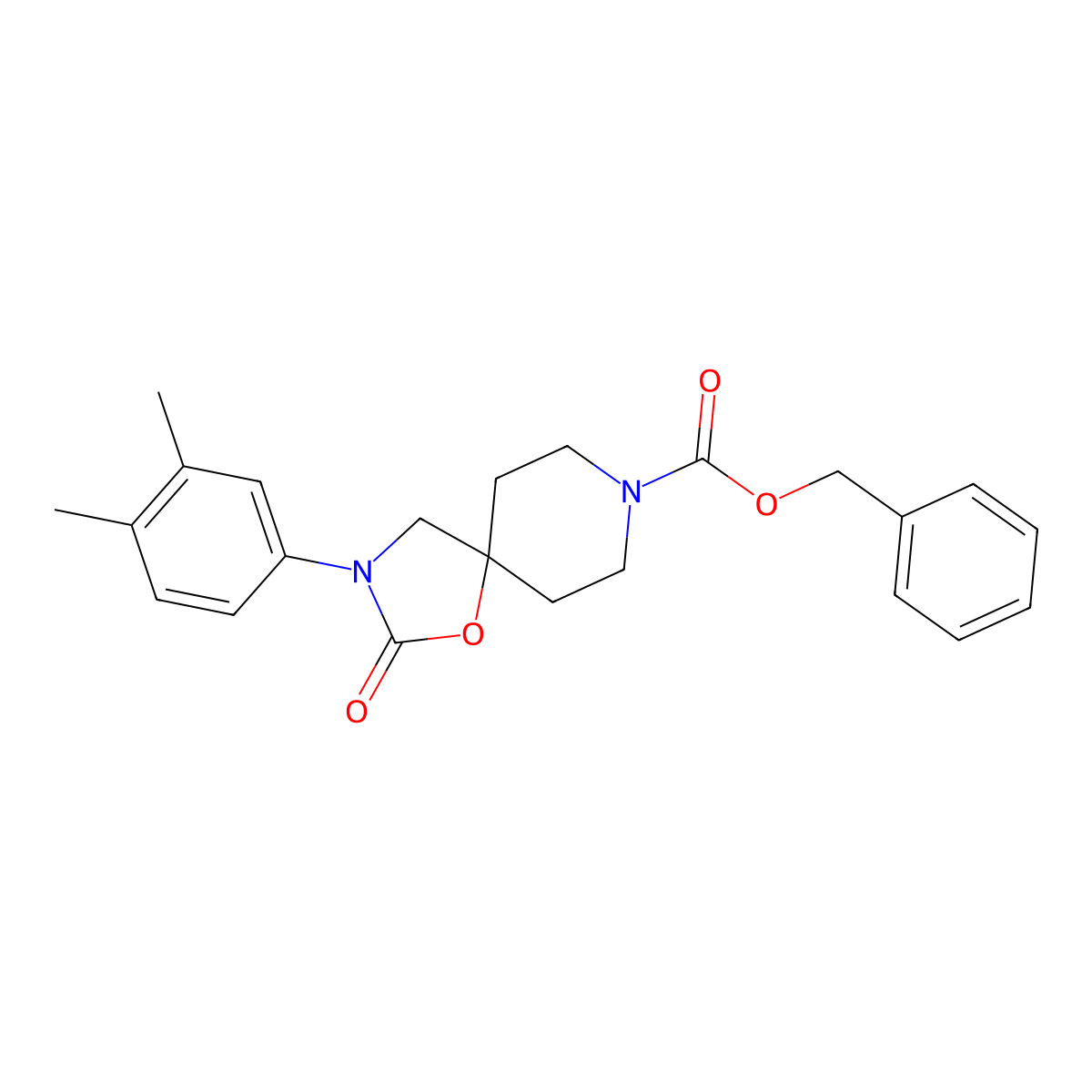 Benzyl 3-(3,4-dimethylphenyl)-2-oxo-1-oxa-3,8-diazaspiro[4.5]decane-8-carboxylate molecular structure, CAS 1354448-63-7