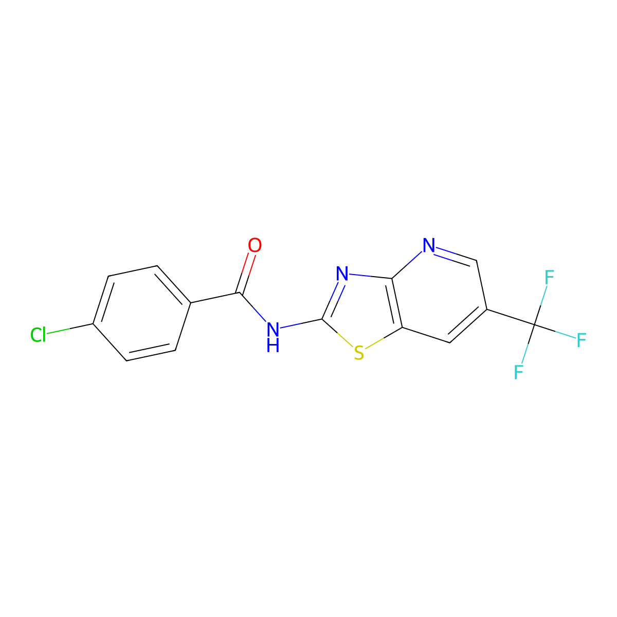 4-chloro-N-[6-(trifluoromethyl)-[1,3]thiazolo[4,5-b]pyridin-2-yl]benzamide molecular structure, CAS 1354448-65-9