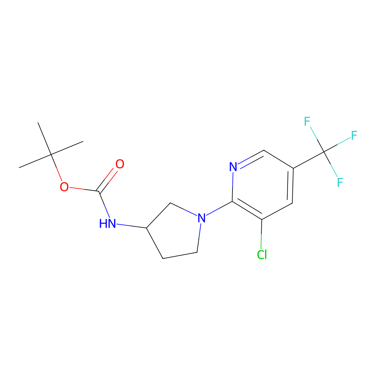tert-Butyl (1-(3-chloro-5-(trifluoromethyl)pyridin-2-yl)pyrrolidin-3-yl)carbamate molecular structure, CAS 1354448-68-2