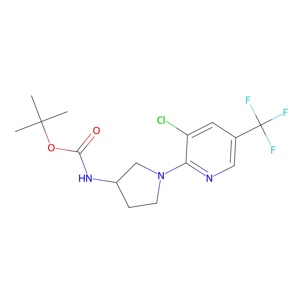 tert-Butyl (1-(3-chloro-5-(trifluoromethyl)pyridin-2-yl)pyrrolidin-3-yl)carbamate molecular structure, CAS 1354448-68-2