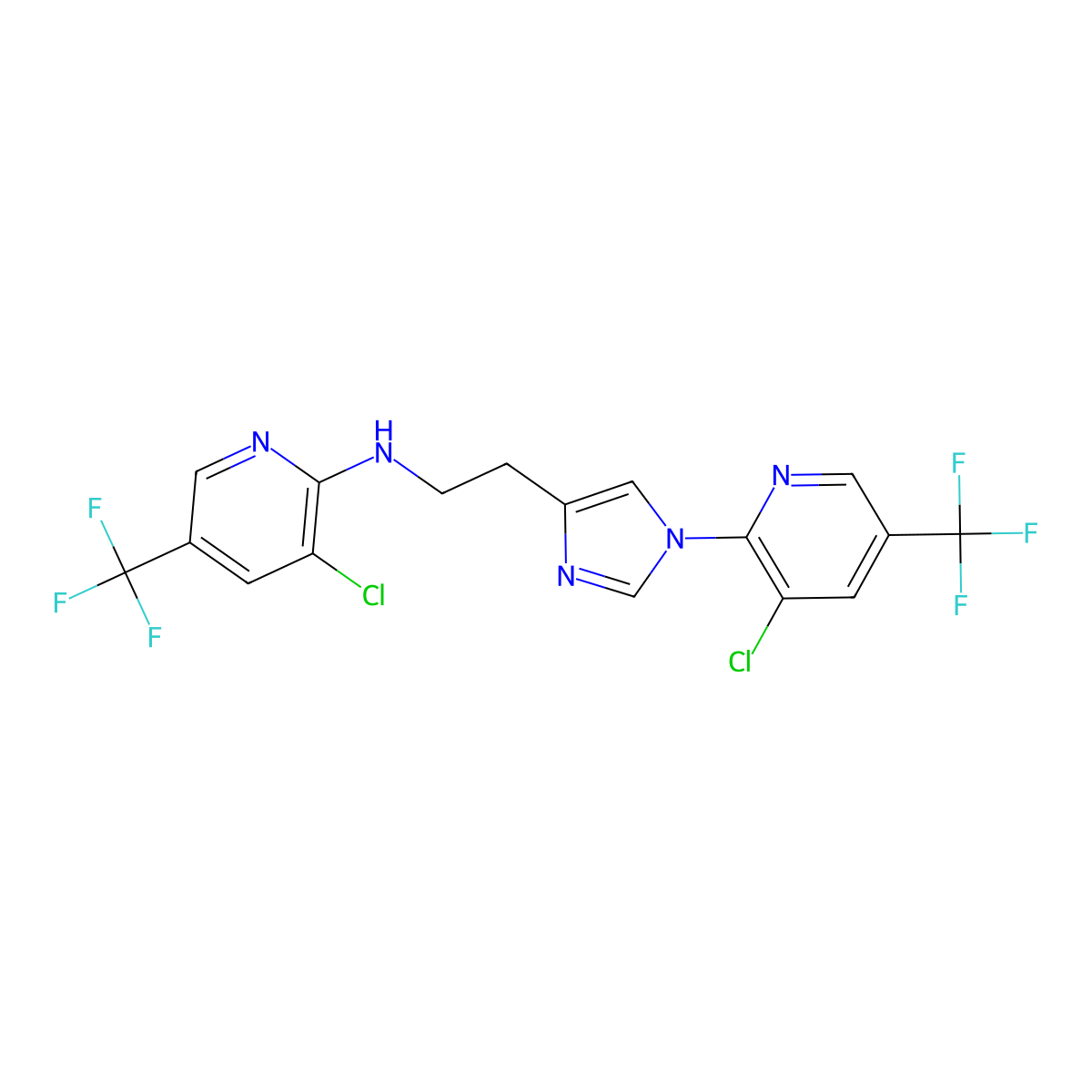 3-chloro-N-(2-{1-[3-chloro-5-(trifluoromethyl)pyridin-2-yl]-1H-imidazol-4-yl}ethyl)-5-(trifluoromethyl)pyridin-2-amine molecular structure, CAS 1354448-70-6