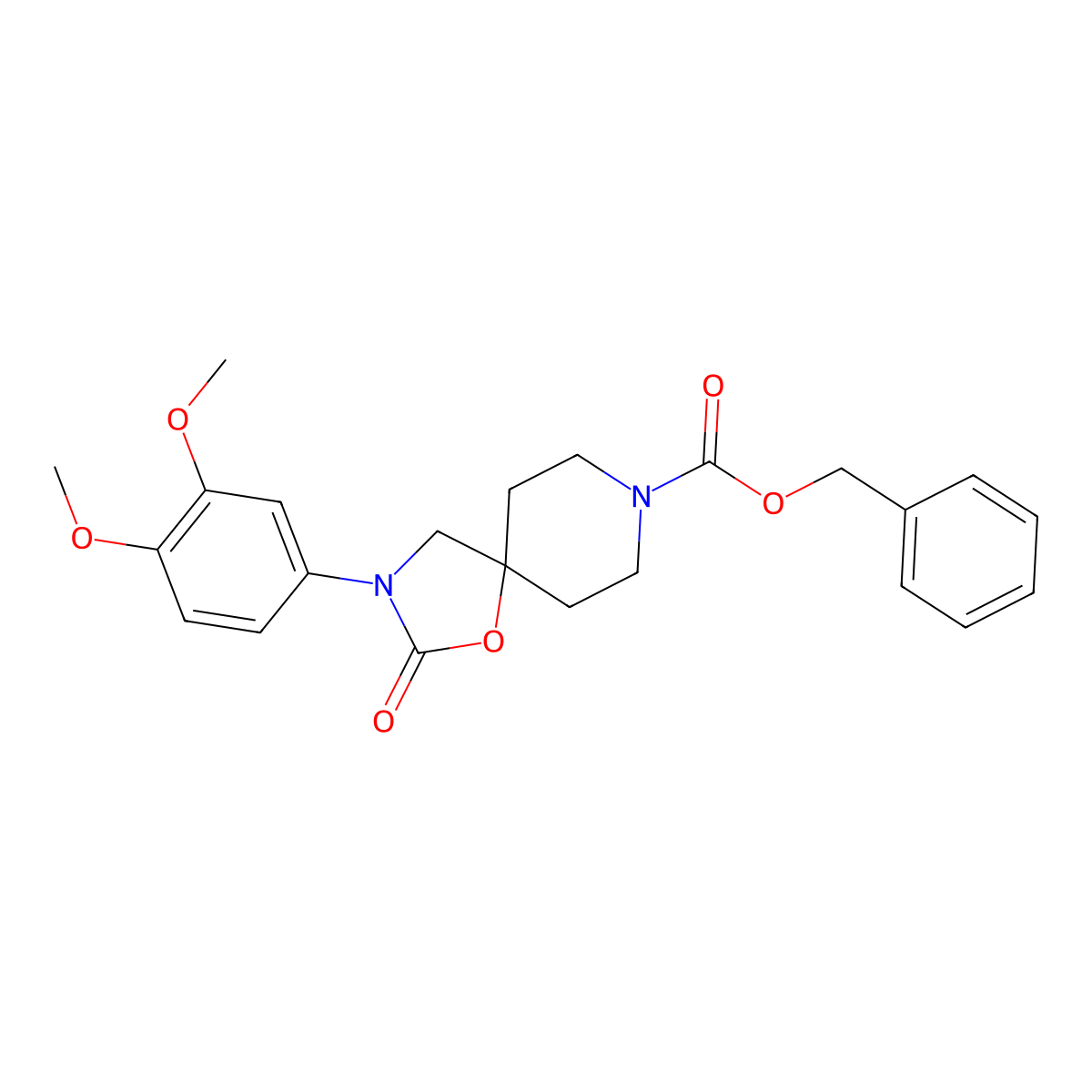 Benzyl 3-(3,4-dimethoxyphenyl)-2-oxo-1-oxa-3,8-diazaspiro[4.5]decane-8-carboxylate molecular structure, CAS 1354448-71-7