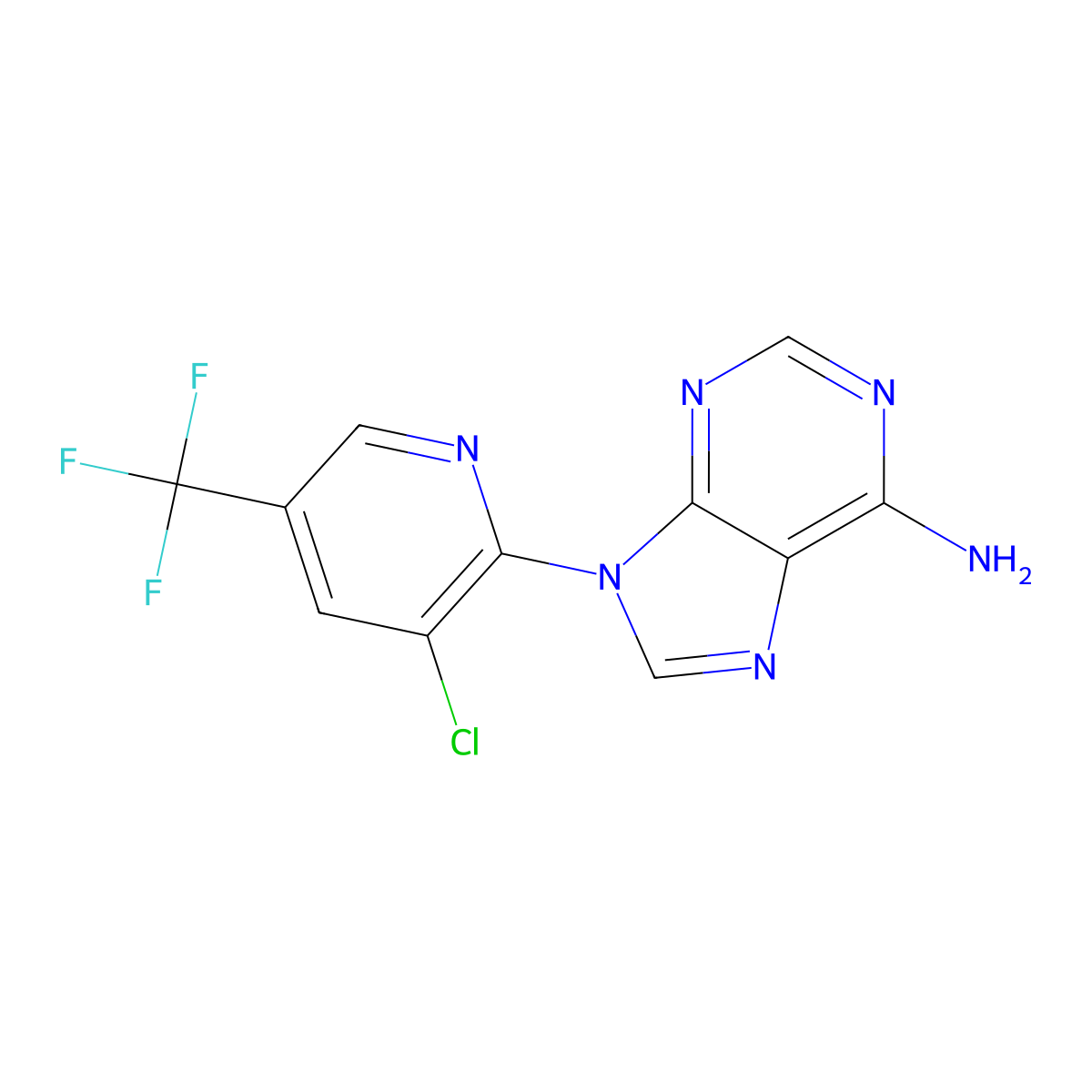 9-[3-chloro-5-(trifluoromethyl)pyridin-2-yl]-9H-purin-6-amine molecular structure, CAS 1354448-73-9