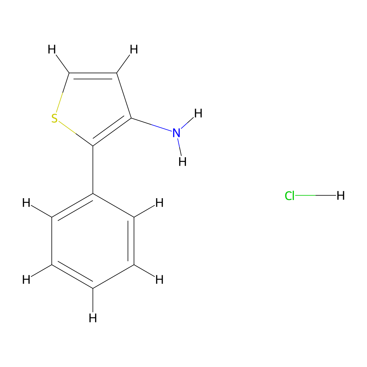 2-Phenylthiophen-3-amine hydrochloride molecular structure, CAS 1354455-70-1