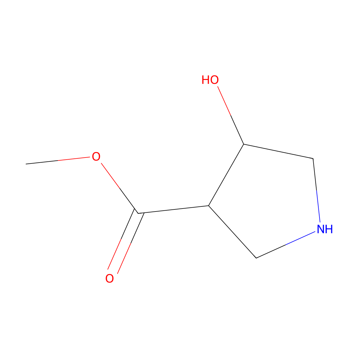 Rel-methyl (3S,4S)-4-hydroxypyrrolidine-3-carboxylate molecular structure, CAS 1354481-62-1