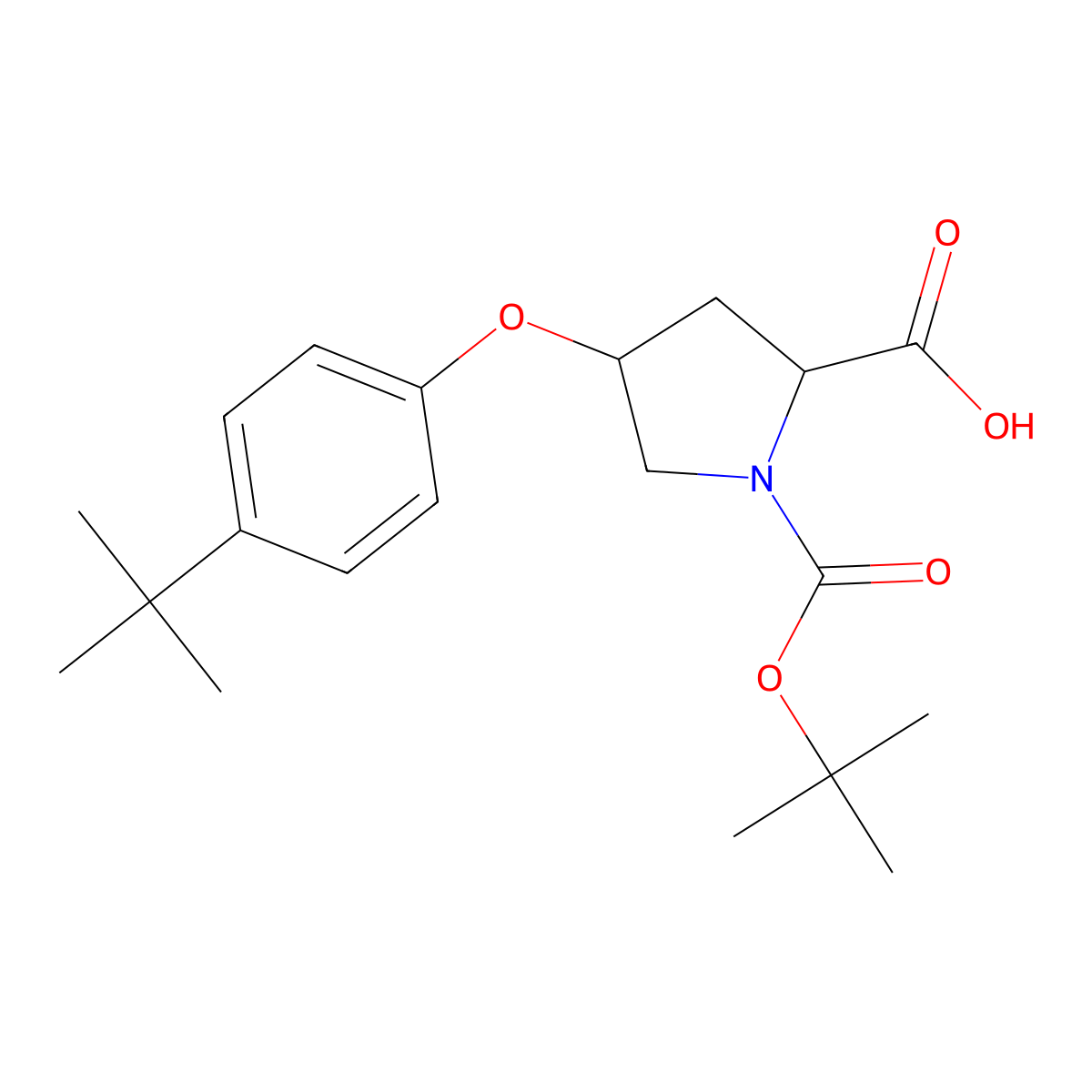 (2S,4S)-1-(Tert-butoxycarbonyl)-4-[4-(tert-butyl)-phenoxy]-2-pyrrolidinecarboxylic acid molecular structure, CAS 1354484-56-2
