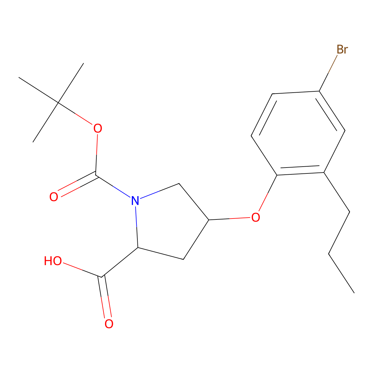 (2S,4S)-4-(4-bromo-2-propylphenoxy)-1-(tert-butoxycarbonyl)pyrrolidine-2-carboxylic acid molecular structure, CAS 1354484-81-3