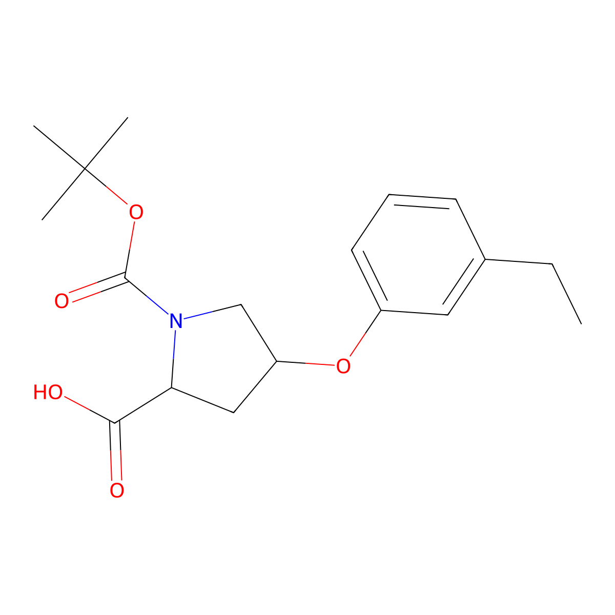(2S,4S)-1-(Tert-butoxycarbonyl)-4-(3-ethyl-phenoxy)-2-pyrrolidinecarboxylic acid molecular structure, CAS 1354485-37-2