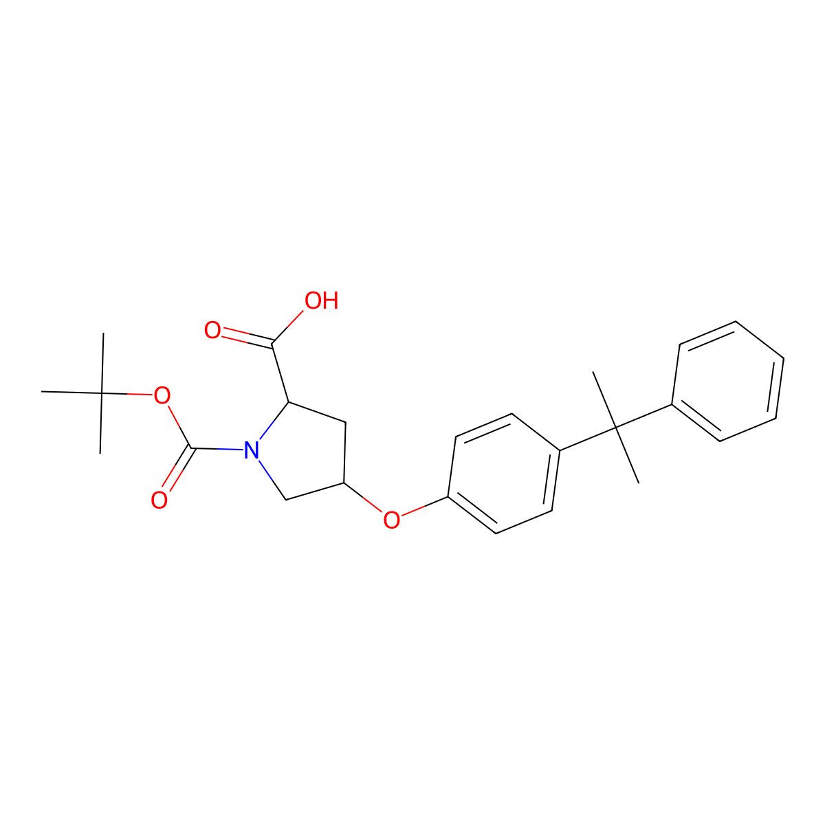 (2S,4S)-1-(Tert-butoxycarbonyl)-4-[4-(1-methyl-1-phenylethyl)phenoxy]-2-pyrrolidinecarboxylic acid molecular structure, CAS 1354485-42-9