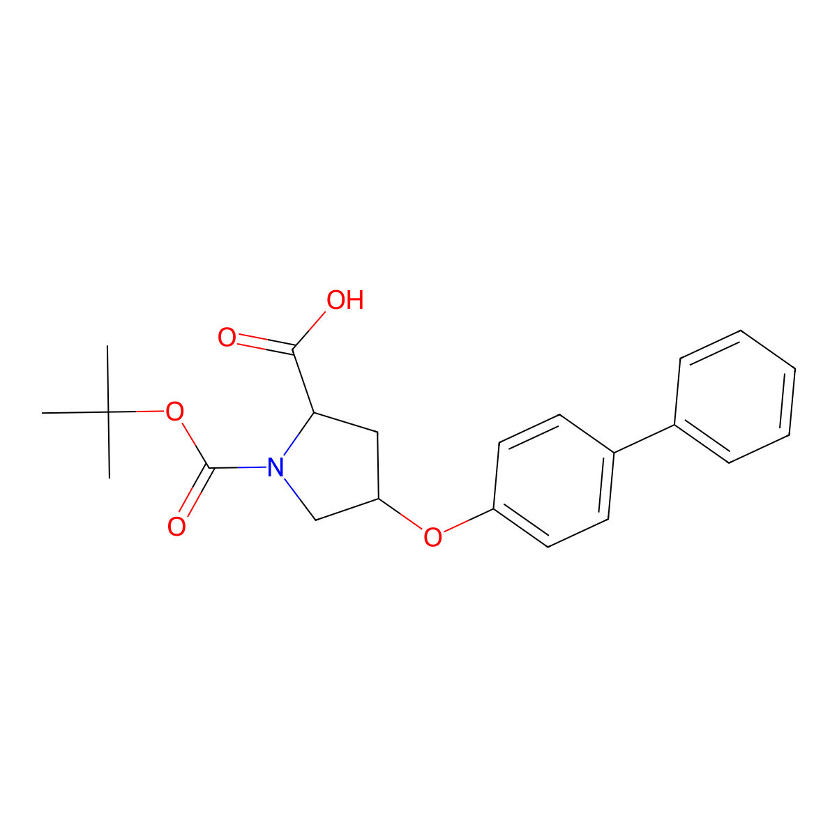 (2S,4S)-4-([1,1'-Biphenyl]-4-yloxy)-1-(tert-butoxycarbonyl)-2-pyrrolidinecarboxylic acid molecular structure, CAS 1354485-81-6