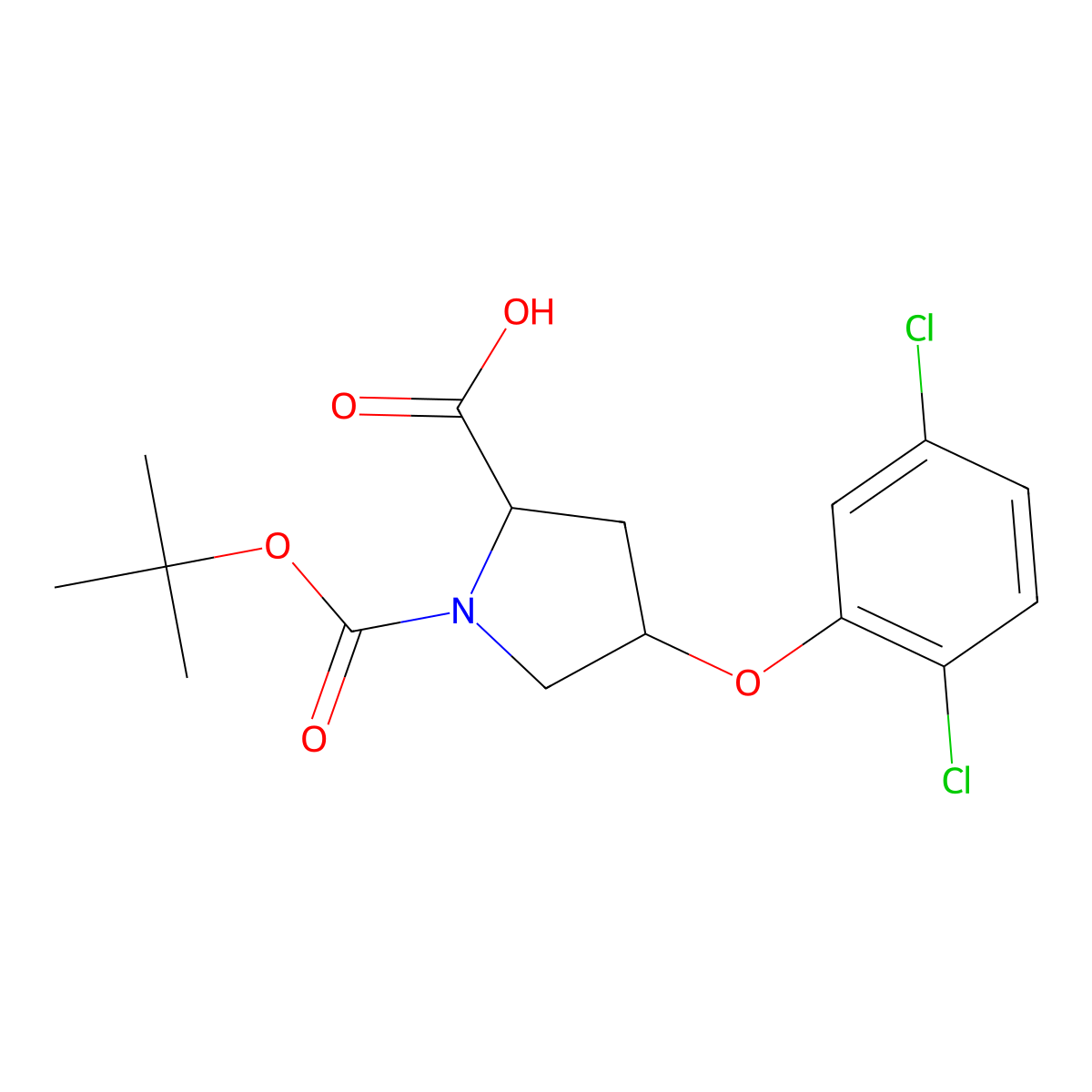 (2S,4S)-1-(Tert-butoxycarbonyl)-4-(2,5-dichloro-phenoxy)-2-pyrrolidinecarboxylic acid molecular structure, CAS 1354486-15-9