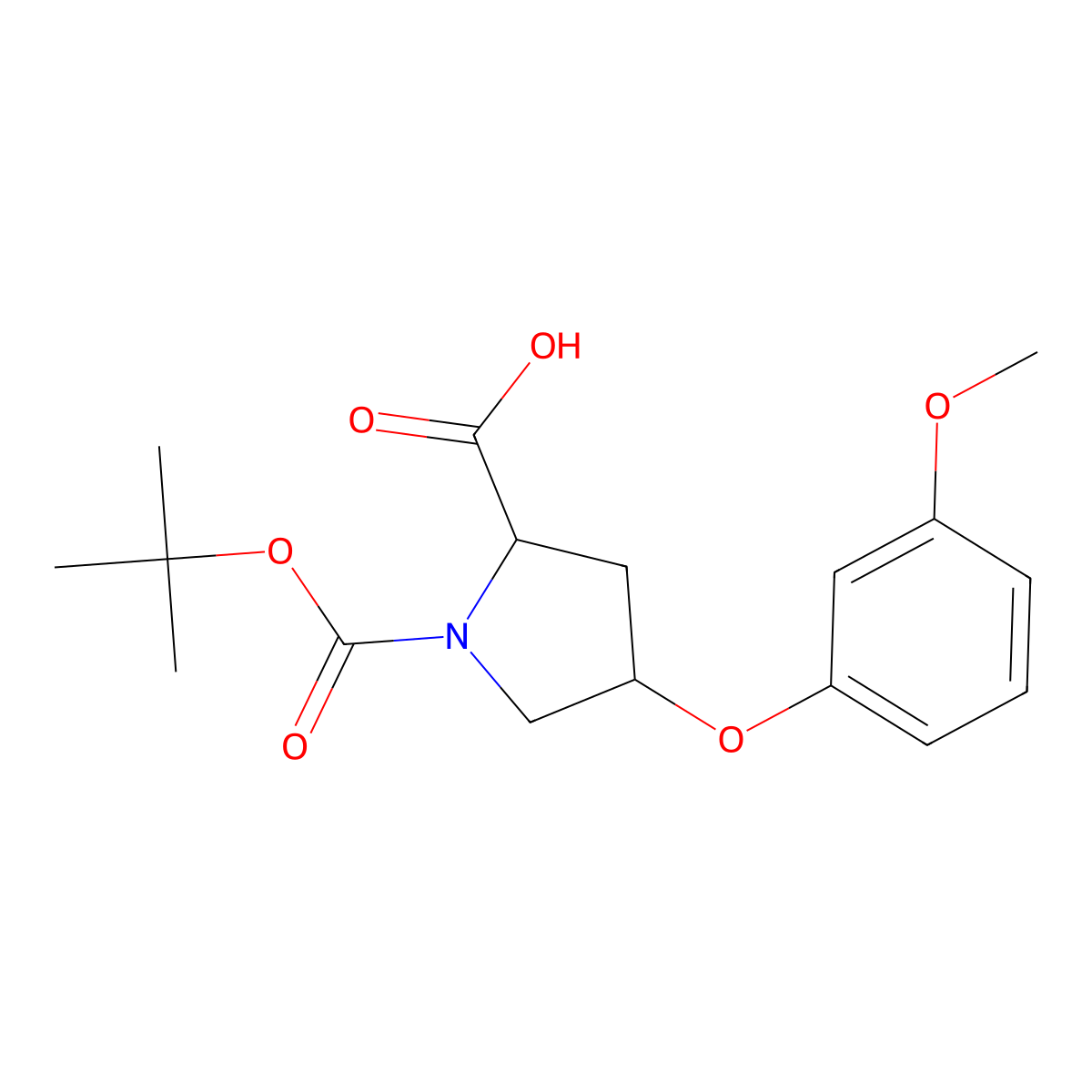 (2S,4S)-1-(Tert-butoxycarbonyl)-4-(3-methoxy-phenoxy)-2-pyrrolidinecarboxylic acid molecular structure, CAS 1354486-30-8