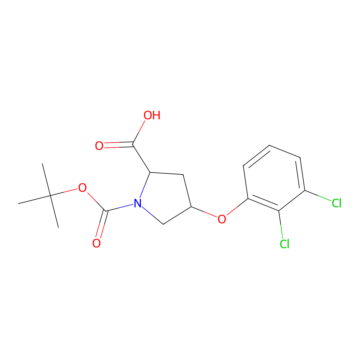 (2S,4S)-1-(Tert-butoxycarbonyl)-4-(2,3-dichloro-phenoxy)-2-pyrrolidinecarboxylic acid molecular structure, CAS 1354486-54-6