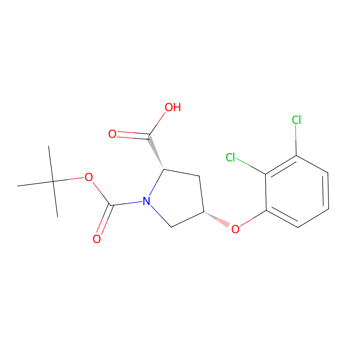 (2S,4S)-1-(Tert-butoxycarbonyl)-4-(2,3-dichloro-phenoxy)-2-pyrrolidinecarboxylic acid molecular structure, CAS 1354486-54-6