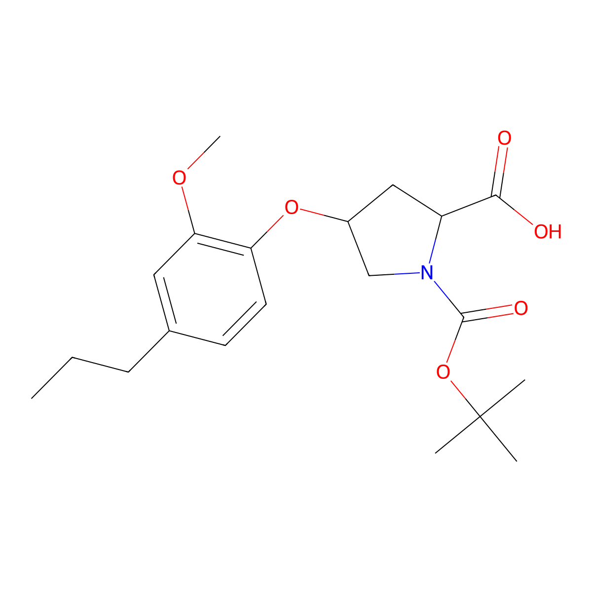 (2S,4S)-1-(Tert-butoxycarbonyl)-4-(2-methoxy-4-propylphenoxy)-2-pyrrolidinecarboxylic acid molecular structure, CAS 1354486-65-9