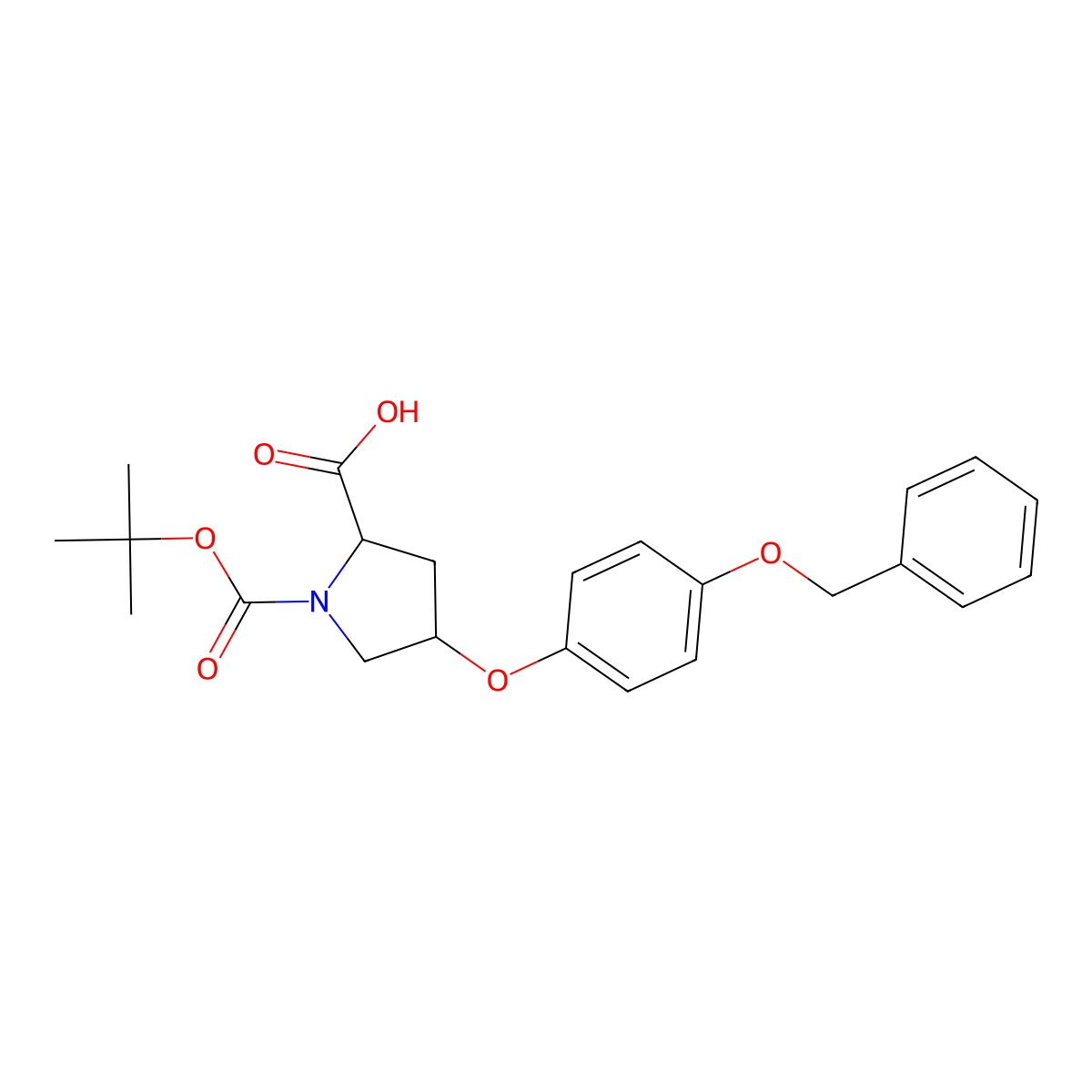(2S,4S)-4-[4-(Benzyloxy)phenoxy]-1-(tert-butoxy-carbonyl)-2-pyrrolidinecarboxylic acid molecular structure, CAS 1354487-22-1