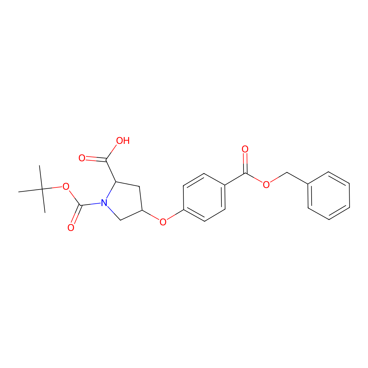 (2S,4S)-4-{4-[(Benzyloxy)carbonyl]phenoxy}-1-(tert-butoxycarbonyl)-2-pyrrolidinecarboxylic acid molecular structure, CAS 1354487-27-6