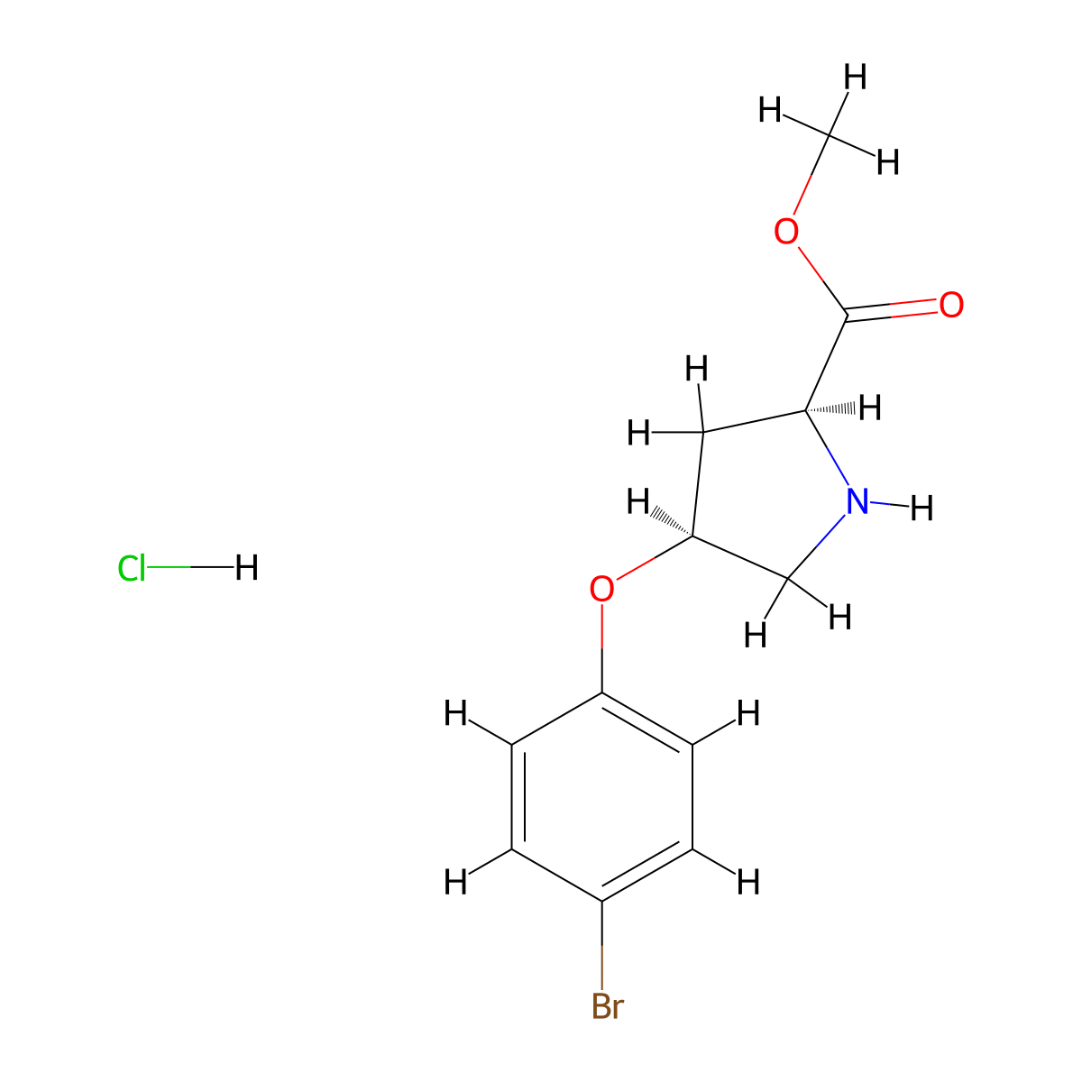 Methyl (2S,4S)-4-(4-bromophenoxy)-2-pyrrolidinecarboxylate hydrochloride molecular structure, CAS 1354488-16-6