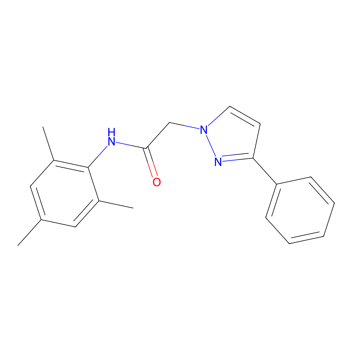 N-mesityl-2-(3-phenyl-1H-pyrazol-1-yl)acetamide molecular structure, CAS 1354488-56-4