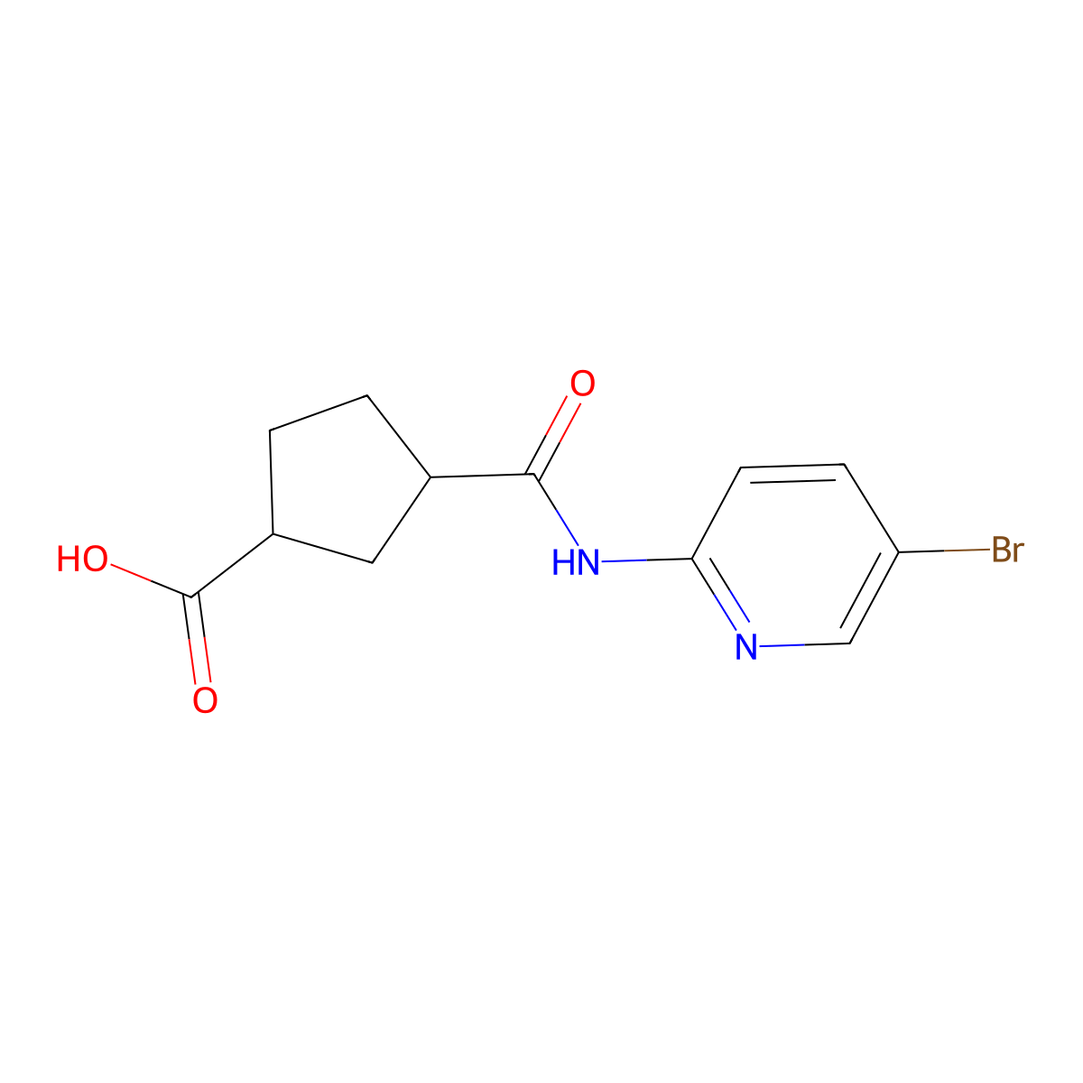 3-((5-Bromopyridin-2-yl)carbamoyl)cyclopentanecarboxylic acid molecular structure, CAS 1354488-71-3