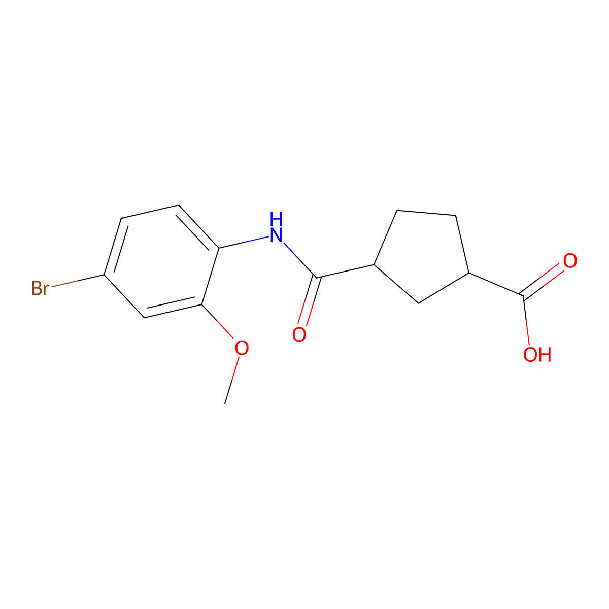3-((4-Bromo-2-methoxyphenyl)carbamoyl)cyclopentanecarboxylic acid molecular structure, CAS 1354488-72-4