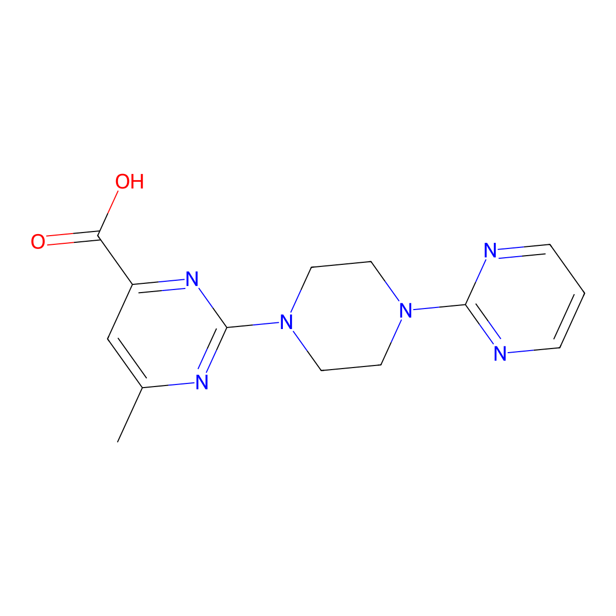 6-Methyl-2-(4-(pyrimidin-2-yl)piperazin-1-yl)pyrimidine-4-carboxylic acid molecular structure, CAS 1354502-47-8