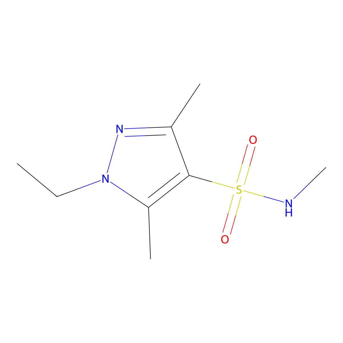 1-Ethyl-N,3,5-trimethyl-1H-pyrazole-4-sulfonamide molecular structure, CAS 1354504-54-3