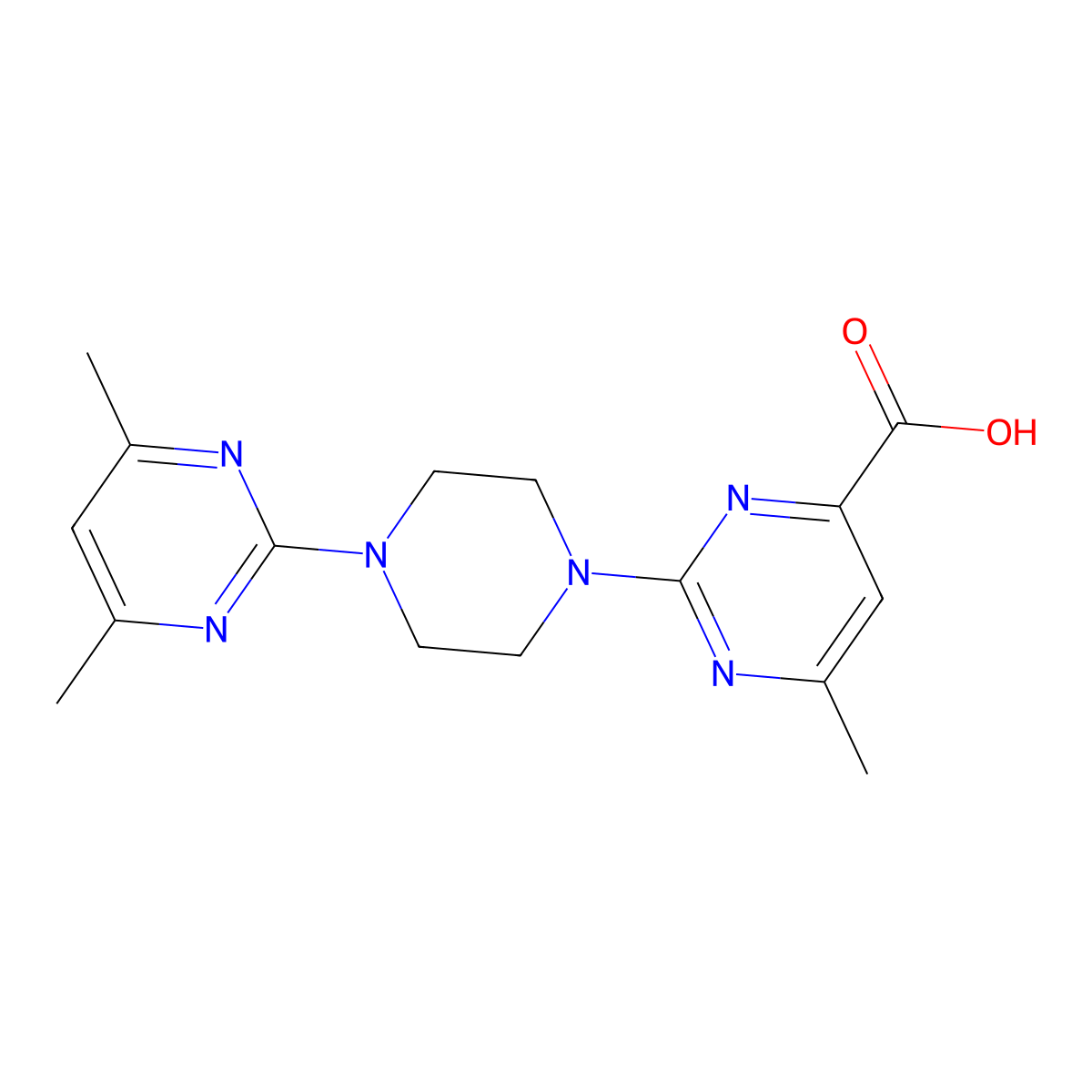 2-(4-(4,6-Dimethylpyrimidin-2-yl)piperazin-1-yl)-6-methylpyrimidine-4-carboxylic acid molecular structure, CAS 1354506-59-4