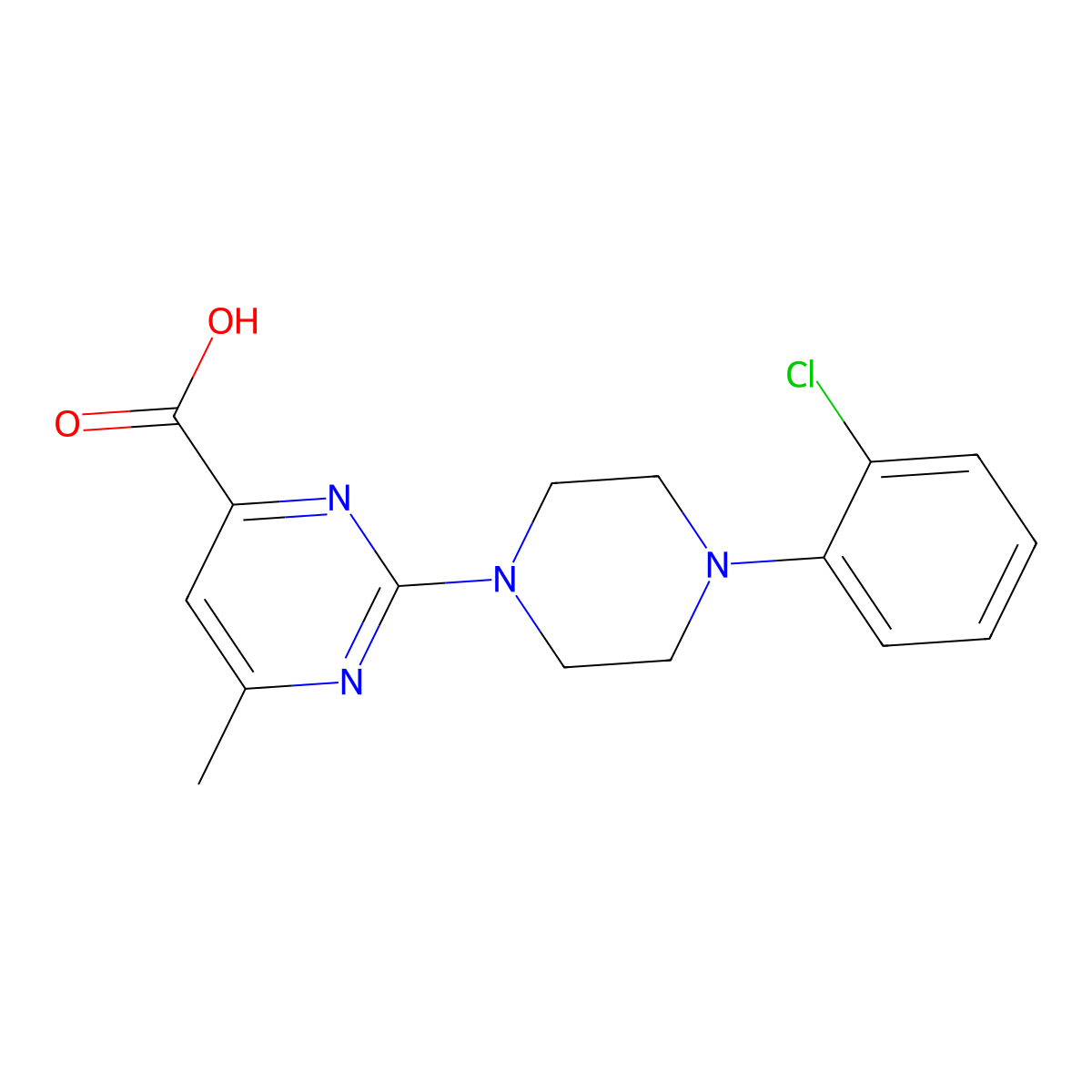 2-(4-(2-Chlorophenyl)piperazin-1-yl)-6-methylpyrimidine-4-carboxylic acid molecular structure, CAS 1354506-71-0