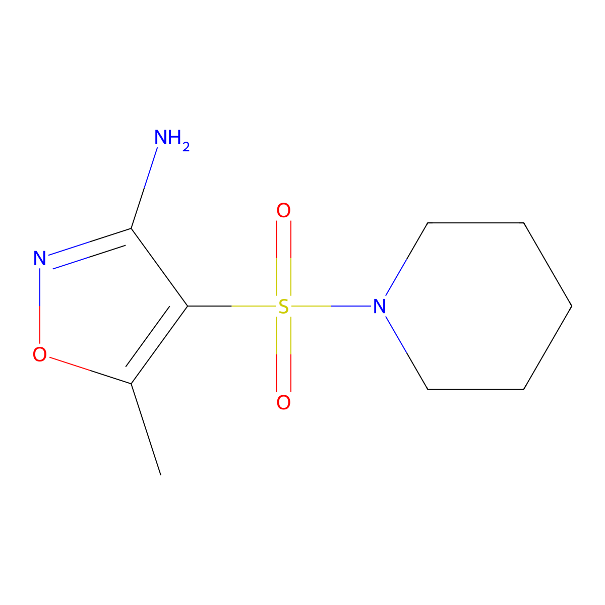 5-Methyl-4-(piperidin-1-ylsulfonyl)isoxazol-3-amine molecular structure, CAS 1354507-40-6