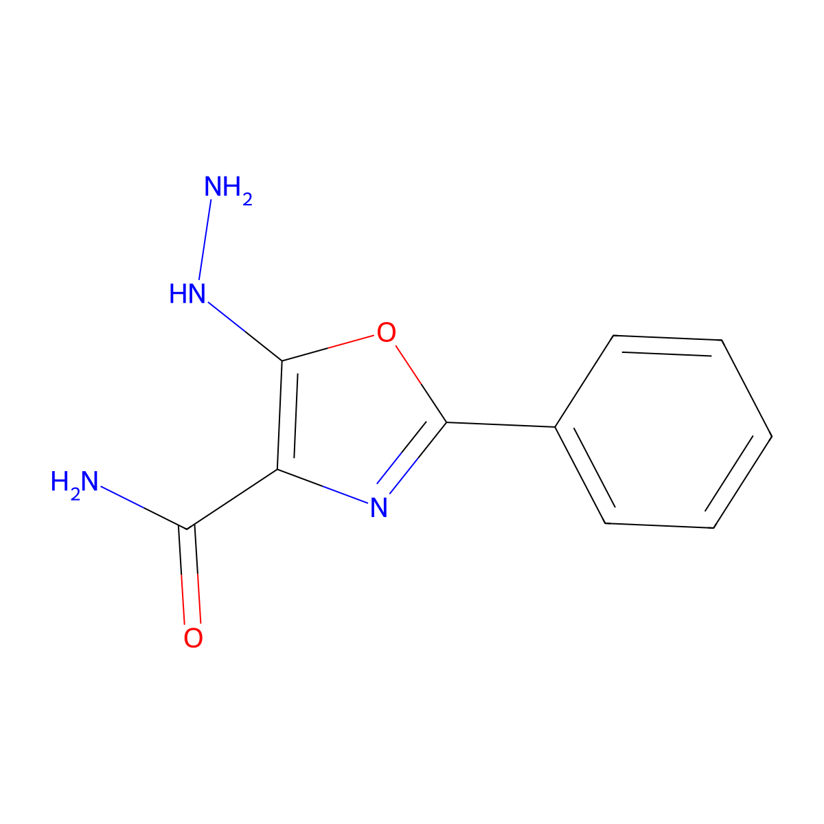 5-Hydrazinyl-2-phenyl-1,3-oxazole-4-carboxamide molecular structure, CAS 1354509-68-4
