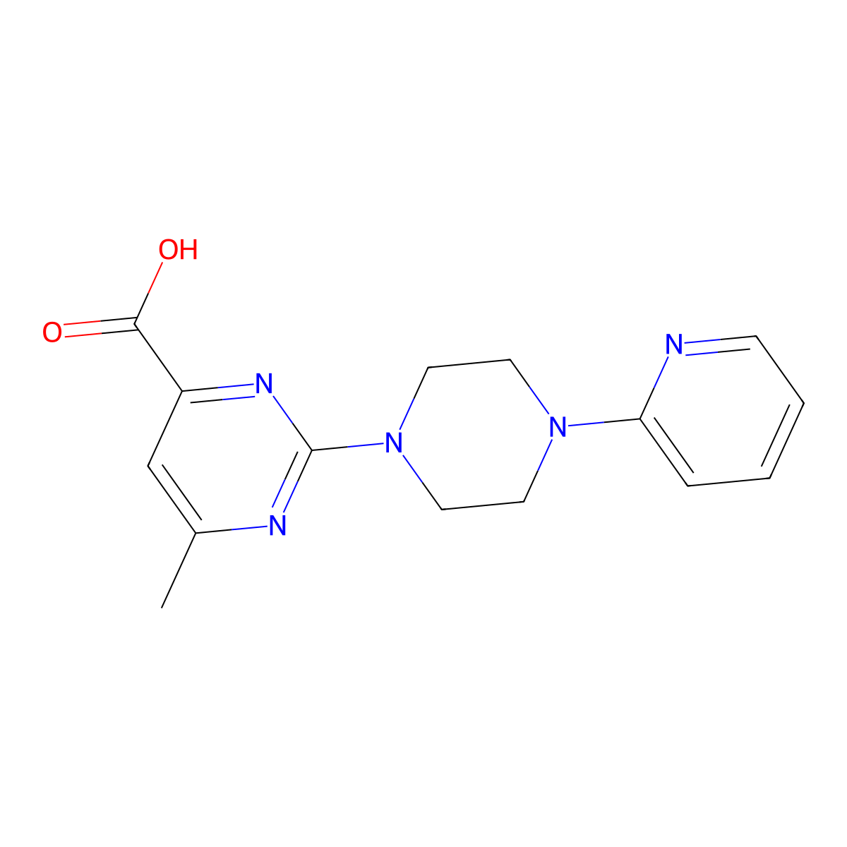 6-Methyl-2-(4-(pyridin-2-yl)piperazin-1-yl)pyrimidine-4-carboxylic acid molecular structure, CAS 1354516-91-8