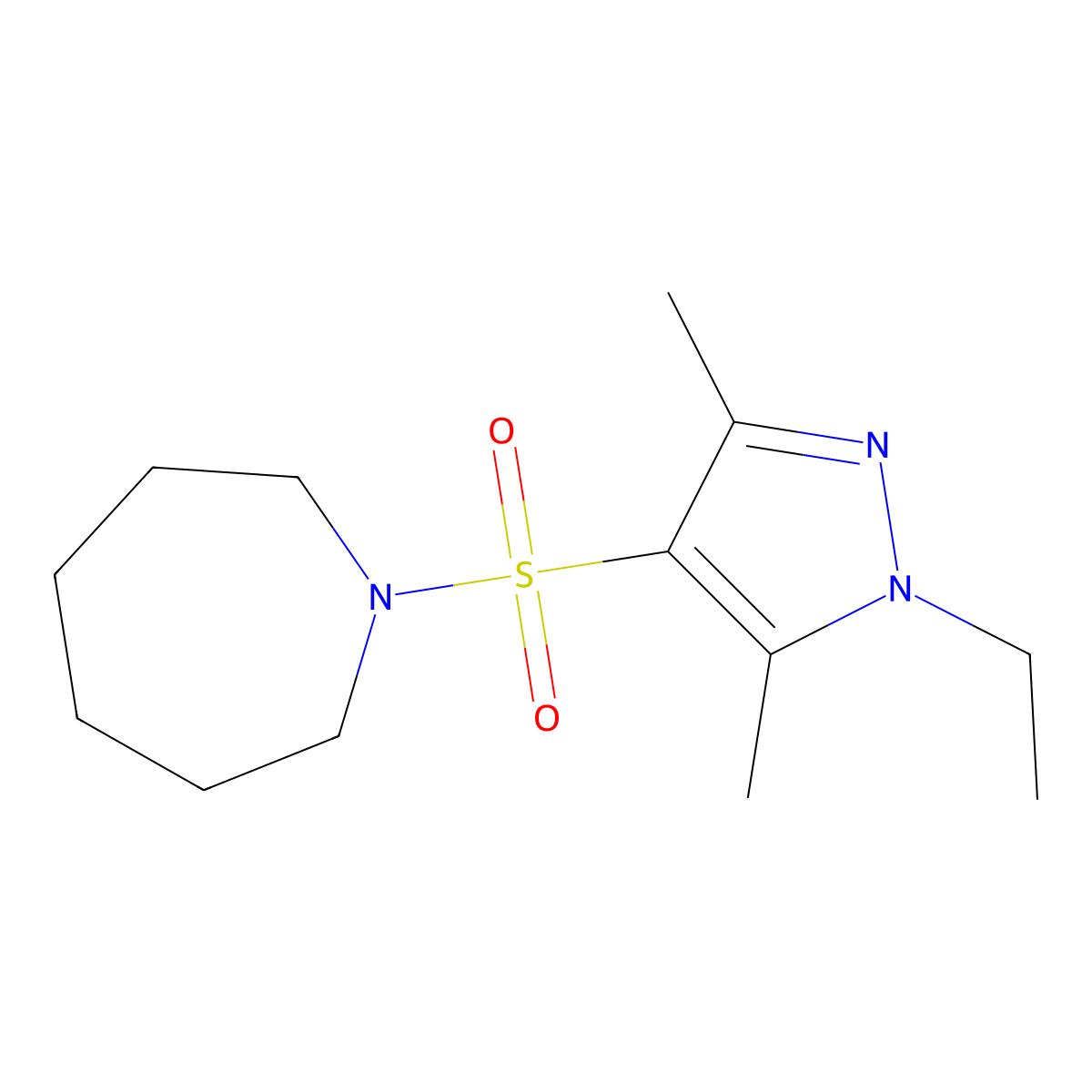 1-[(1-ethyl-3,5-dimethyl-1H-pyrazol-4-yl)sulfonyl]azepane molecular structure, CAS 1354531-17-1