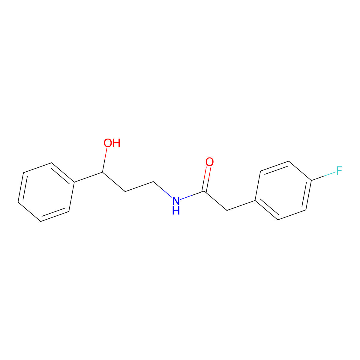 2-(4-fluorophenyl)-N-(3-hydroxy-3-phenylpropyl)acetamide molecular structure, CAS 1354537-04-4