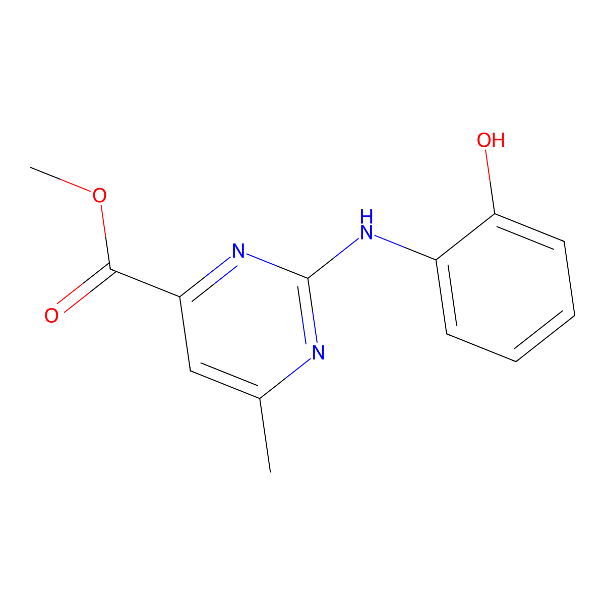 Methyl 2-((2-hydroxyphenyl)amino)-6-methylpyrimidine-4-carboxylate molecular structure, CAS 1354538-56-9