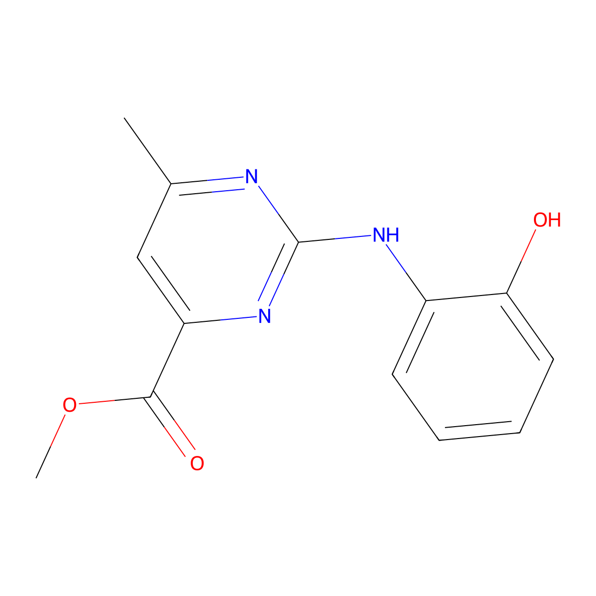 Methyl 2-((2-hydroxyphenyl)amino)-6-methylpyrimidine-4-carboxylate molecular structure, CAS 1354538-56-9
