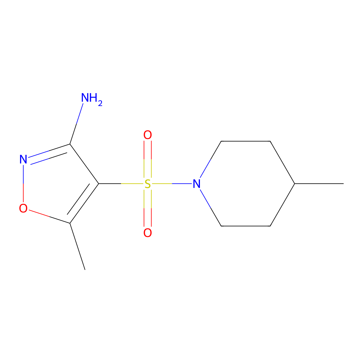 5-Methyl-4-((4-methylpiperidin-1-yl)sulfonyl)isoxazol-3-amine molecular structure, CAS 1354538-82-1