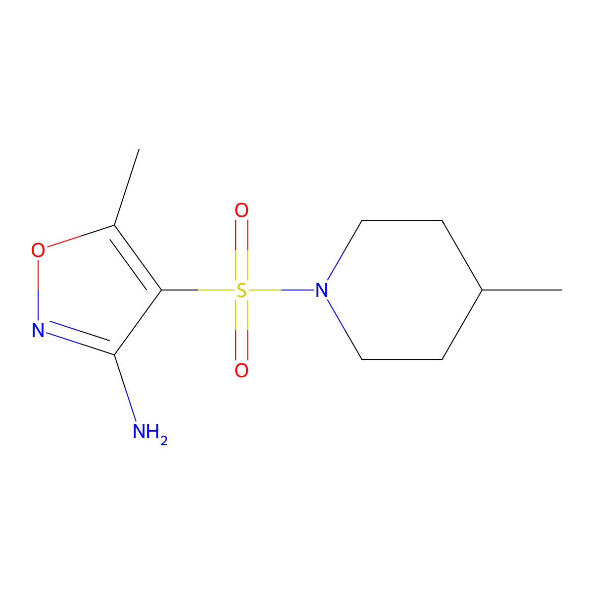 5-Methyl-4-((4-methylpiperidin-1-yl)sulfonyl)isoxazol-3-amine molecular structure, CAS 1354538-82-1