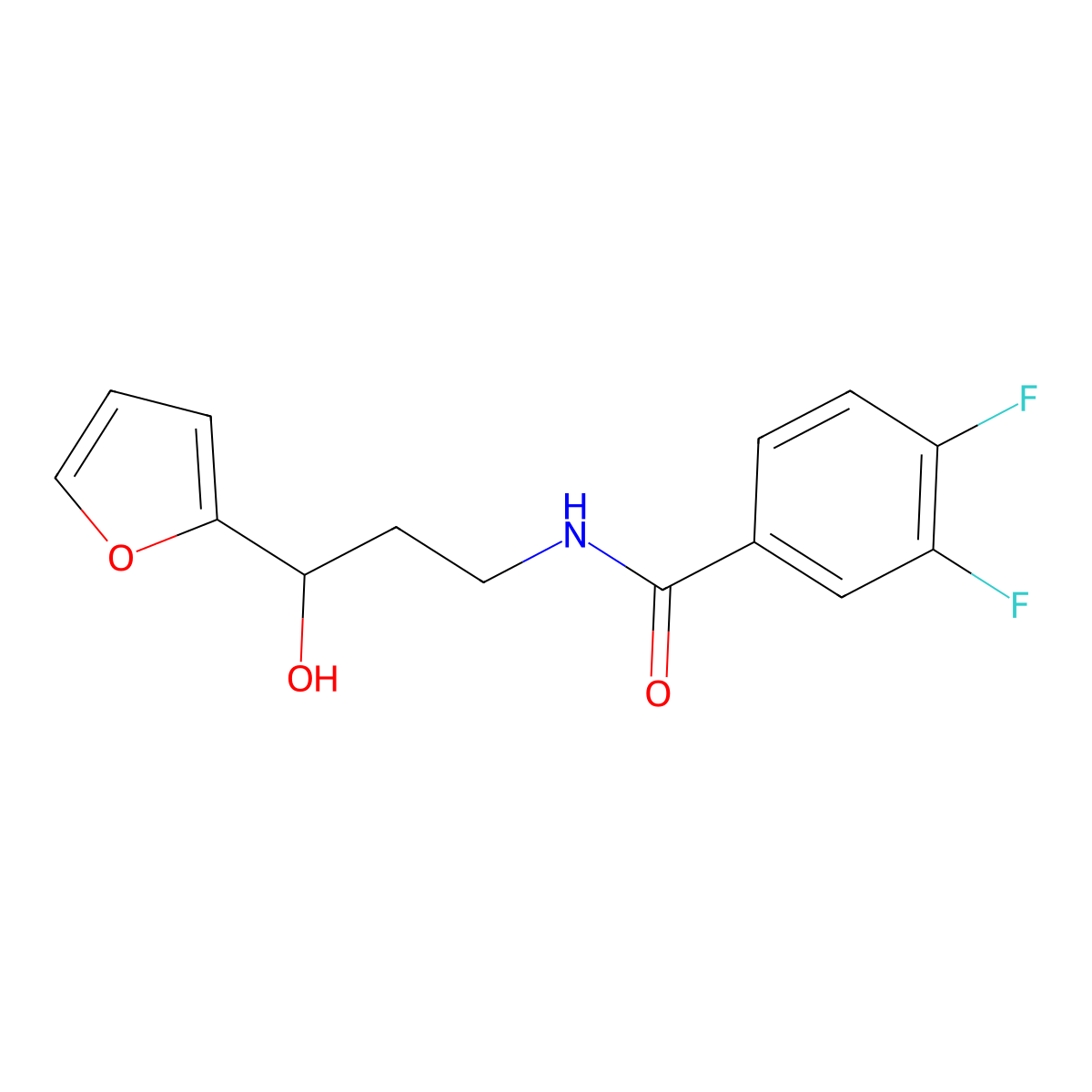 3,4-difluoro-N-[3-(furan-2-yl)-3-hydroxypropyl]benzamide molecular structure, CAS 1354539-27-7