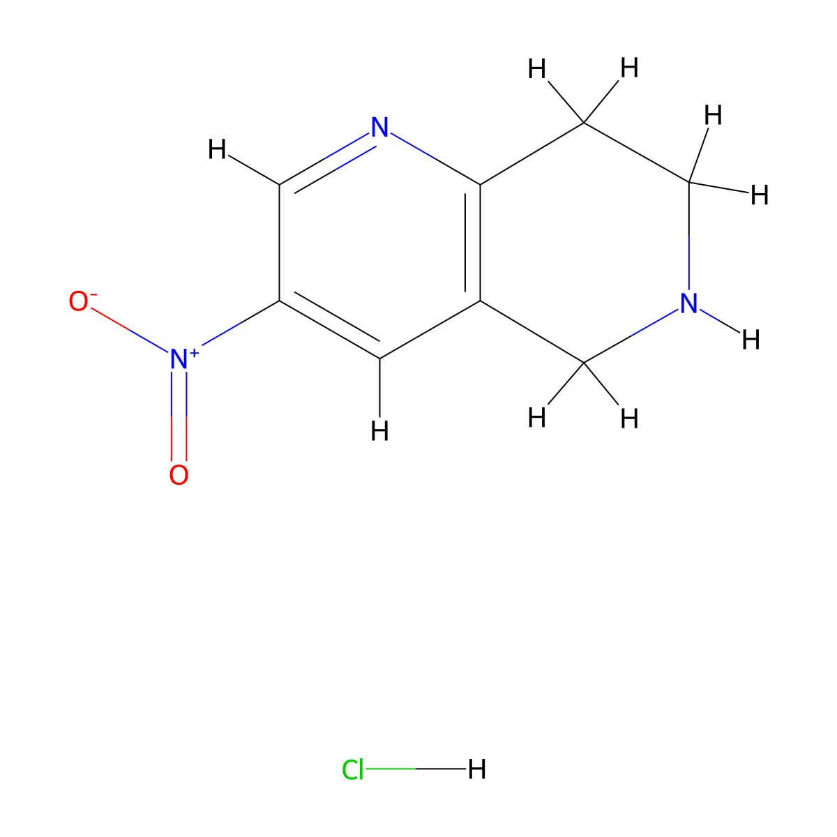 3-Nitro-5,6,7,8-tetrahydro-1,6-naphthyridine hydrochloride molecular structure, CAS 1354542-05-4
